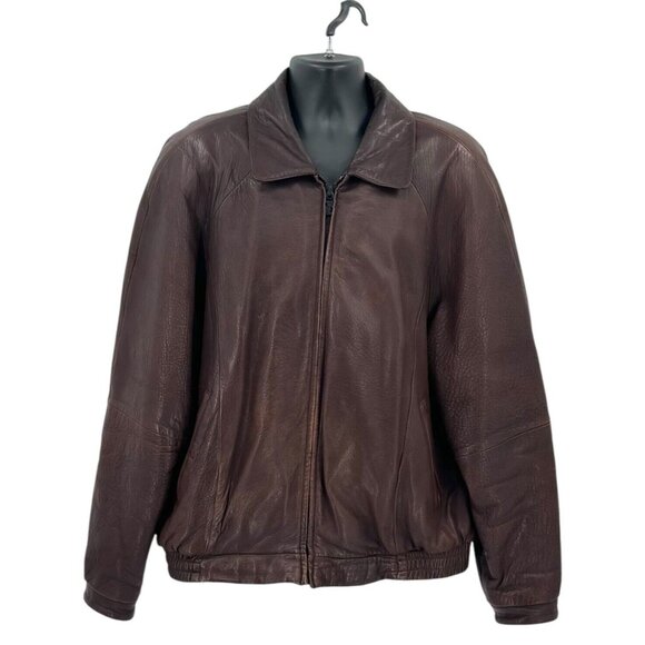 Vintage Wilsons Leather Pelle Studio Mens Moto Jacket Size XL Coat Rich Brown